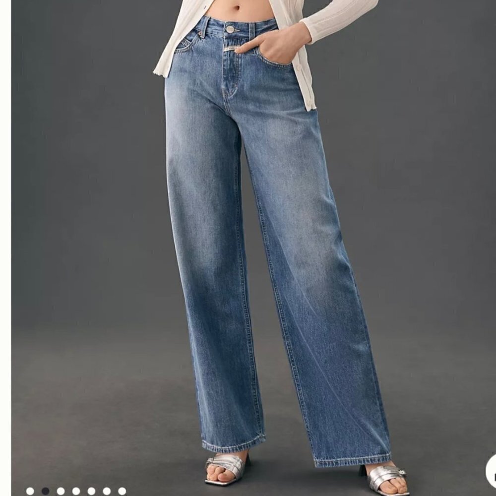 Closed Nikka High Rise Wide Leg Denim Jeans Medium Wash Blue Size 29
